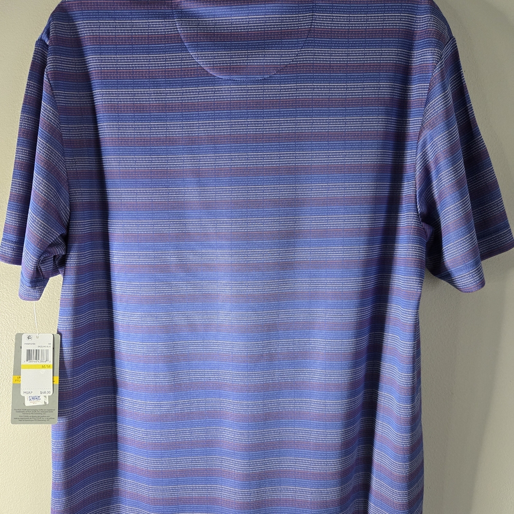 PGA Tour ProSeries Golf Polo‎ Shirt Men Medium Blue Stripe Performance NWT - Picture 8 of 8
